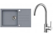 ALVEUS Set ROCK 130 dřez 780x480 mm + baterie ELZA, Steel 04 + kartáčovaná ocel