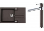 ALVEUS Set ROCK 130 dřez 780x480 mm + baterie ZINA, Chocolate 03