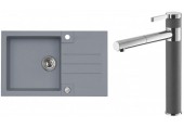 ALVEUS Set ROCK 130 dřez 780x480 mm + baterie ZINA, Steel 04