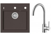 ALVEUS Set FORMIC 20 dřez 520x510 mm + baterie ELZA, Chocolate 03 + kartáčovaná ocel