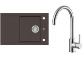 ALVEUS Set FORMIC 30 dřez 760x500 mm + baterie ELZA, Chocolate 03 + kartáčovaná ocel