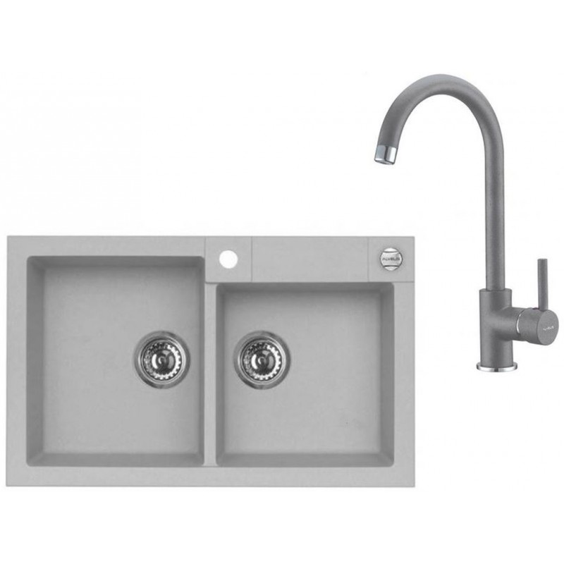 ALVEUS Set ROCK 90 dřez 780x480 mm + baterie AM 120, beton