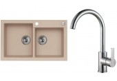 ALVEUS Set ROCK 90 dřez 780x480 mm + baterie TONIA, béžová + chrom
