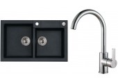 ALVEUS Set ROCK 90 dřez 780x480 mm + baterie TONIA, černá + chrom