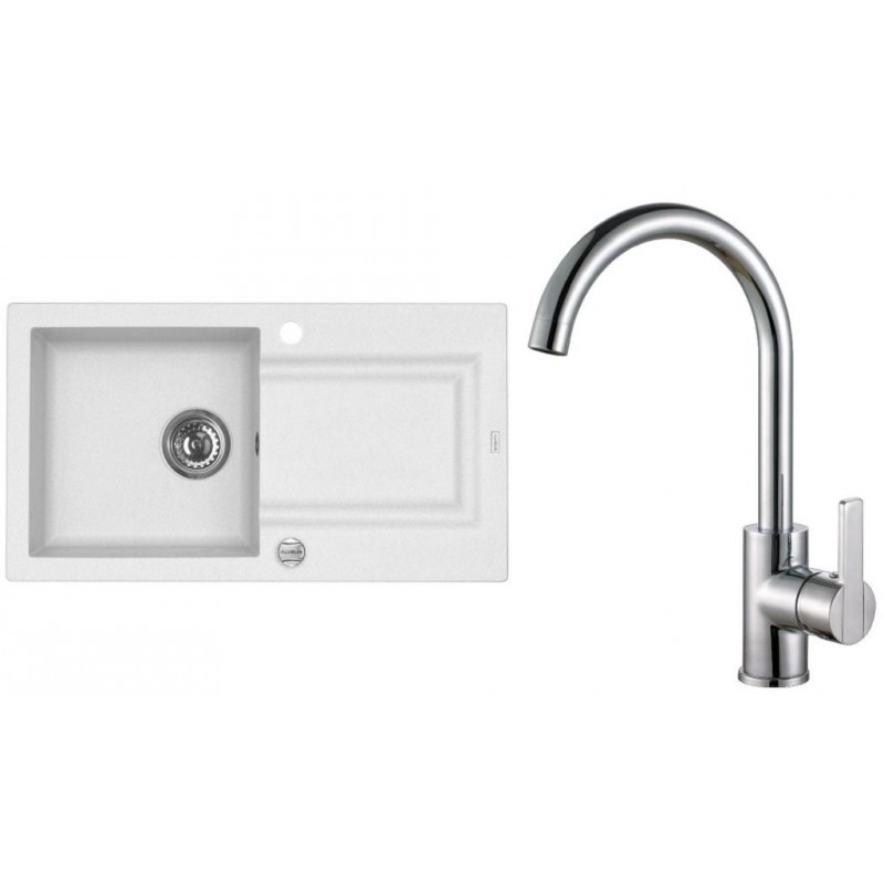 ALVEUS Set FALCON 30 dřez 780x435 mm + baterie TONIA, bílá + chrom ALVEUS Set FALCON 30 dřez 780x435 mm + baterie TONIA, bílá + chrom