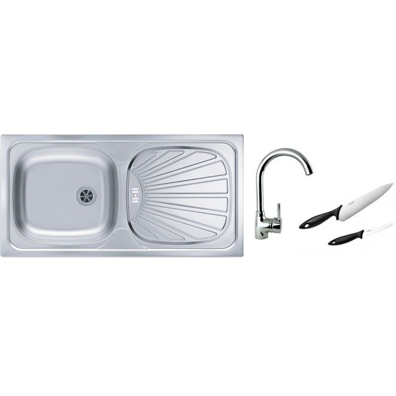 ALVEUS Set dřez Basic 80 nerez + baterie Betty chrom + 2 nože zdarma