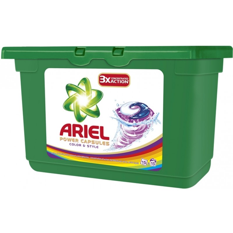 Ariel Active Gel Color & Style prací gelové poštářky na barevné prádlo 15 ks