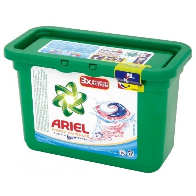 Ariel Active Gel Lenor fresh prací gelové polštářky na bílé prádlo 15 ks Ariel Active Gel Lenor fresh prací gelové polštářky na bílé prádlo 15 ks
