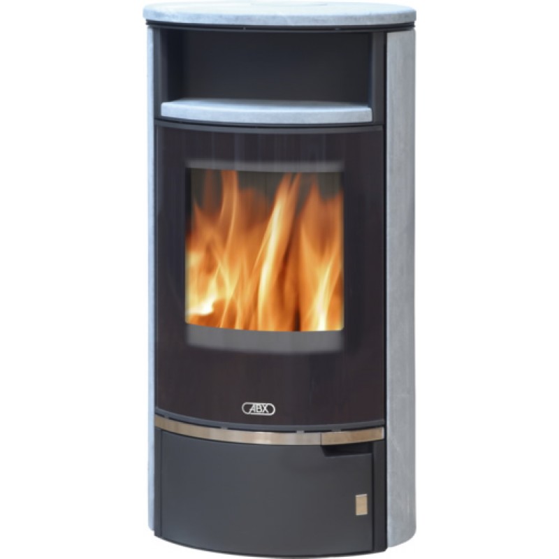 ABX Atlantik 7, krbová kamna na dřevo, šedý plech + mastek, včetně horní desky