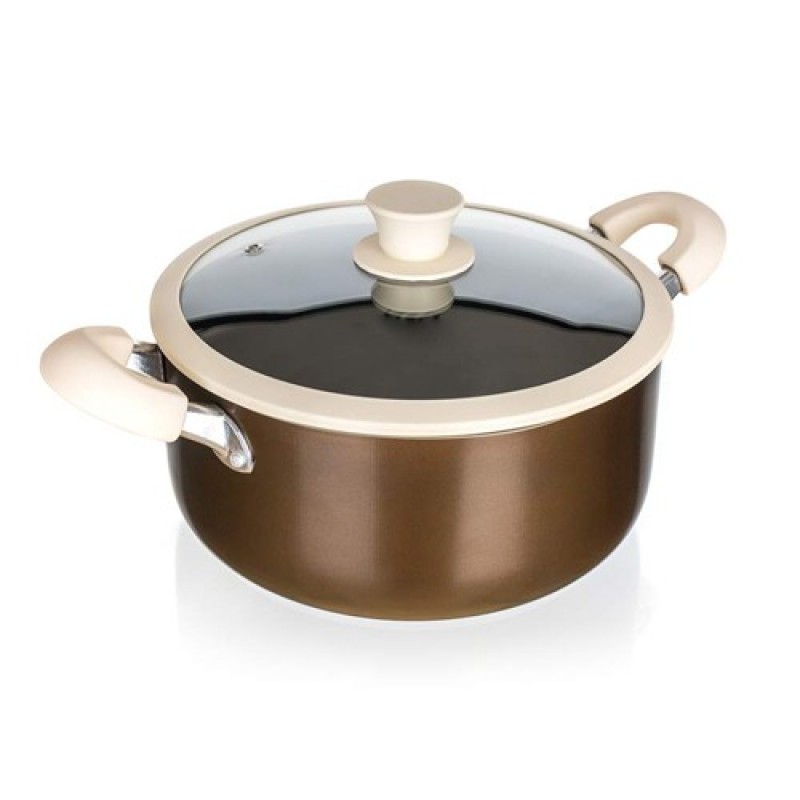 BANQUET CONTRA Hrnec s nepřilnavým povrchem 24 x 11 cm, se skleněnou poklicí