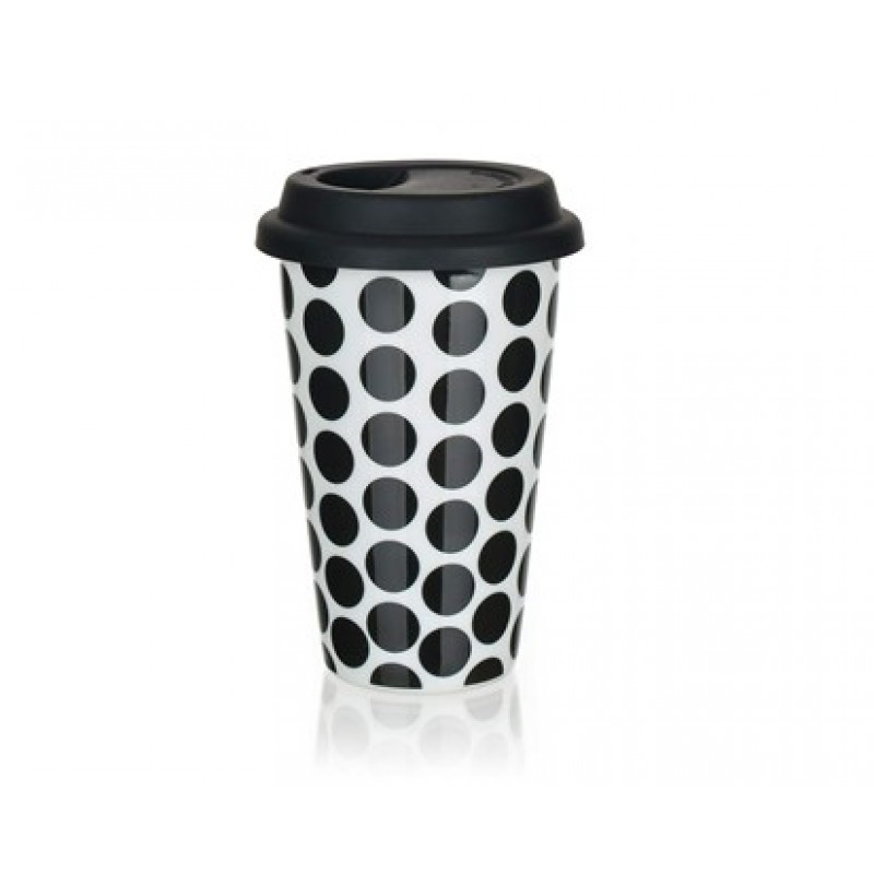 BANQUET Hrnek dvoustěnný se silikonovým víčkem 280ml COLOR PLUS BLACK 60338003BL