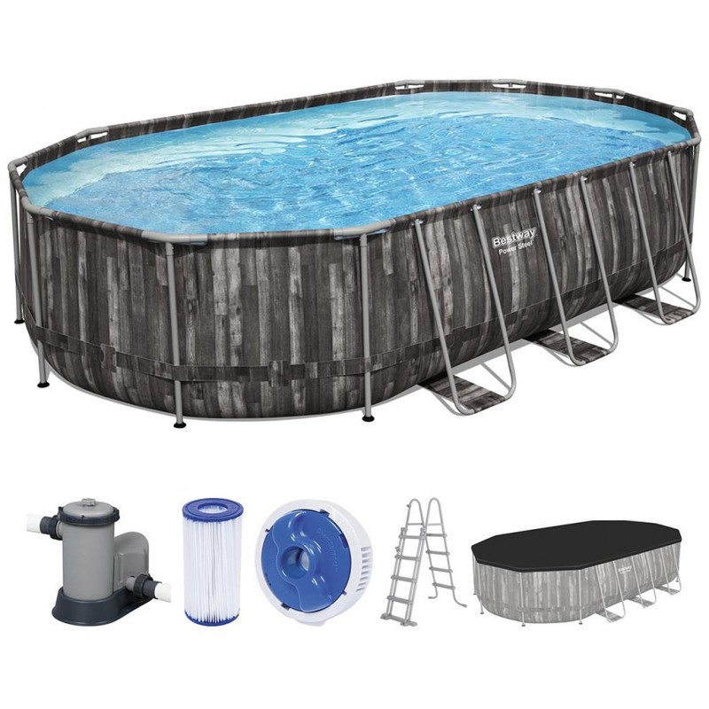 BESTWAY Power Steel Bazénový set 610 x 366 x 122 cm, kartušová filtrace 5611R BESTWAY Power Steel Bazénový set 610 x 366 x 122 cm, kartušová filtrace 5611R