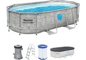 BESTWAY Power Steel Stacked Stone Swim Vista Bazénový set 427 x 250 x 100 cm, kartušová filtrace 56714