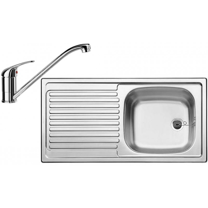 BLANCO set TOP EES přírodní nerez 860 x 435 mm + DARAS baterie chrom