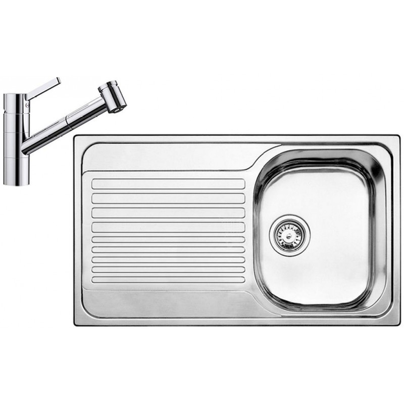 BLANCO set TIPO 45 S Compact přírodní nerez 780 x 500 mm + TIVO-S baterie chrom