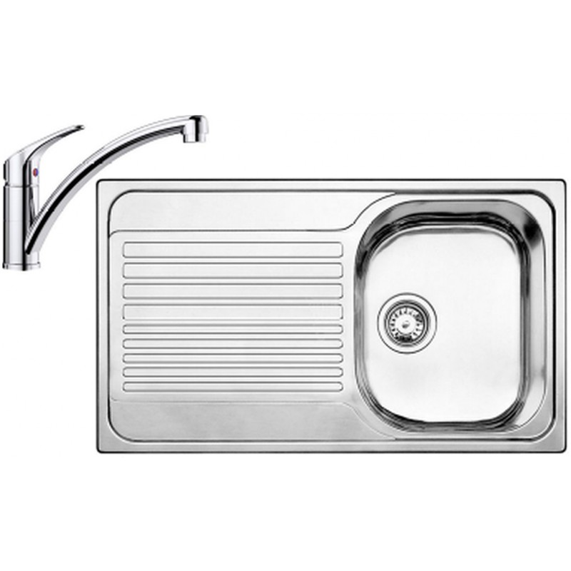 BLANCO set TIPO 45 S Compact přírodní nerez 780 x 500 mm + BRAVON baterie chrom BLANCO set TIPO 45 S Compact přírodní nerez 780 x 500 mm + BRAVON baterie chrom
