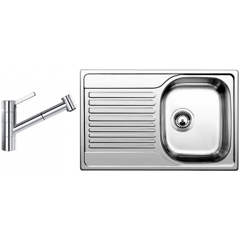 BLANCO set Tipo 45 S Compact 3 1/2 nerez kartáčovaný 780 x 500 mm 513442 + TIVO-S baterie chrom 517648 BLANCO set Tipo 45 S Compact 3 1/2 nerez kartáčovaný 780 x 500 mm 513442 + TIVO-S baterie chrom 517648