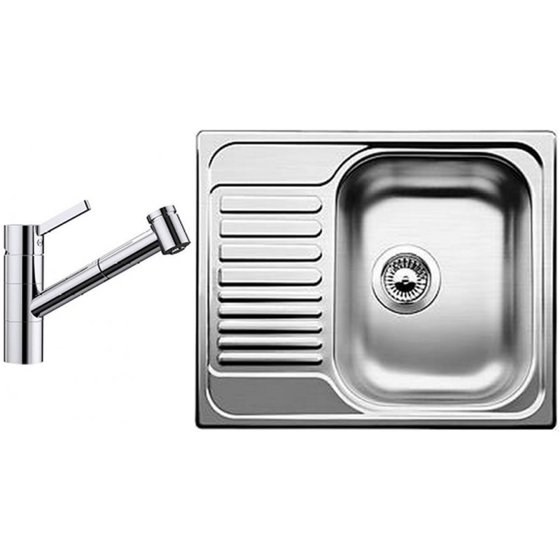 BLANCO set Tipo 45 S mini 3 1/2 nerez kartáčovaný 605 x 500 mm 516053 + TIVO-S baterie chrom 517648 BLANCO set Tipo 45 S mini 3 1/2 nerez kartáčovaný 605 x 500 mm 516053 + TIVO-S baterie chrom 517648