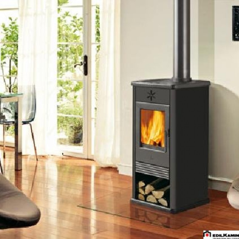 EDILKAMIN BLUES teplovzdušná krbová kamna na dřevo šedá antracit 641780