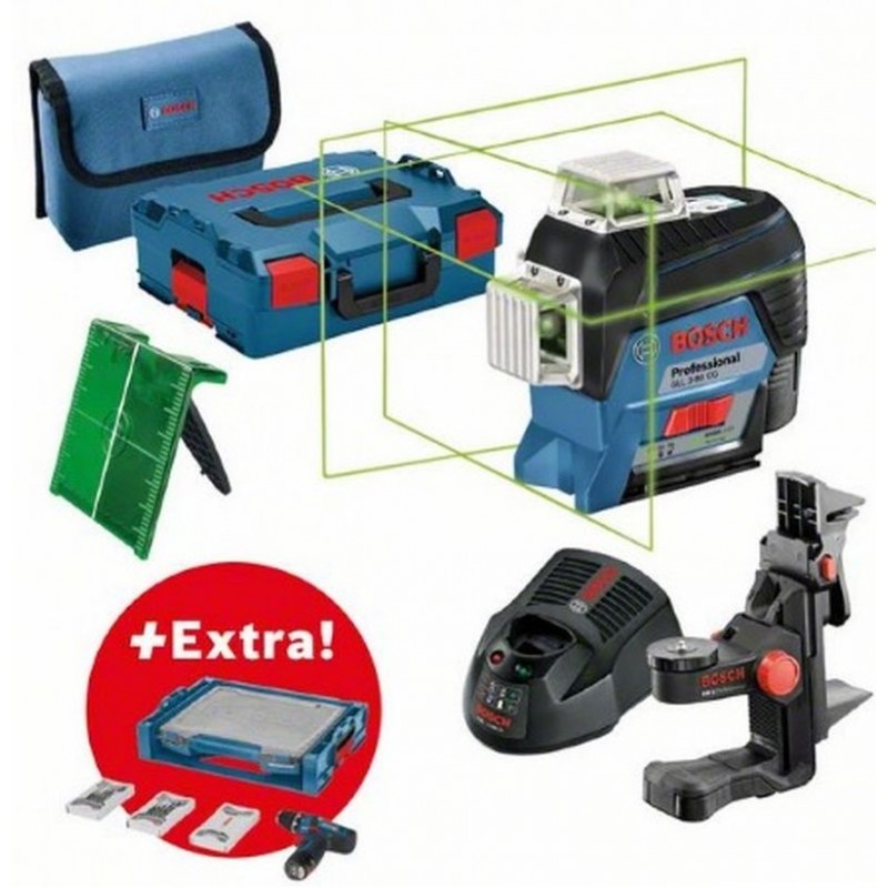 BOSCH GLL 3-80 CG Křížový laser + GSR 12V-15 Aku šroubovák + 39ks příslušenství + kufr 06159940L3 BOSCH GLL 3-80 CG Křížový laser + GSR 12V-15 Aku šroubovák + 39ks příslušenství + kufr 06159940L3