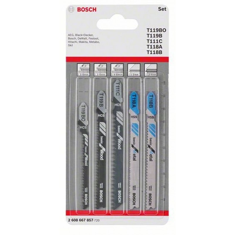 BOSCH 5dílná sada pilových plátků do kmitacích pil Wood and Metal 2608667857 BOSCH 5dílná sada pilových plátků do kmitacích pil Wood and Metal 2608667857