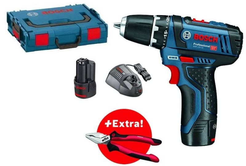 BOSCH GSR 12V-15 Aku šroubovák + Kombinované kleště Wiha 0615990K2L BOSCH GSR 12V-15 Aku šroubovák + Kombinované kleště Wiha 0615990K2L