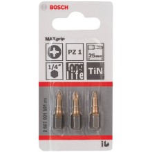 BOSCH Max Grip Šroubovací bit, PZ 1, 25 mm, 3 ks 2607001591