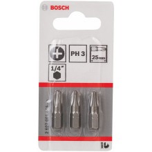 BOSCH Extra-Hart Šroubovací bit zvlášť tvrdý PH 3, 25mm, 3ks 2607001515