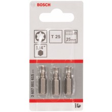 BOSCH Extra-Hart Šroubovací bit zvlášť tvrdý, T25, 25 mm, 3ks 2607001615