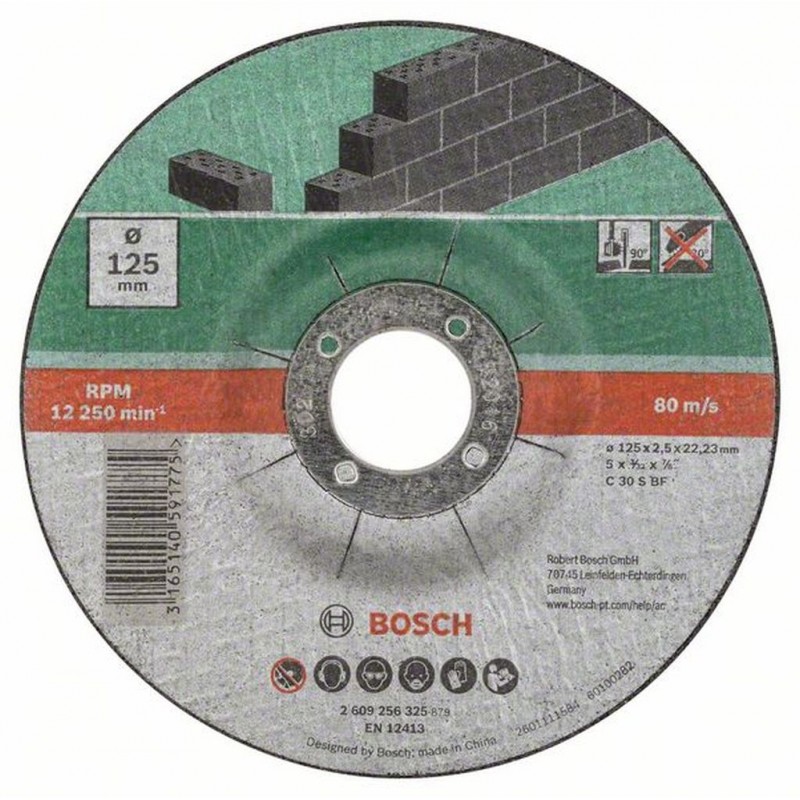BOSCH 5dílná sada dělicích kotoučů lomených na kámen, 125x2,5mm, 5ks 2609256335