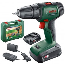 BOSCH UniversalDrill 18V Akumulátorový dvourychlostní vrtací šroubovák, 2x1,5Ah 06039D4002