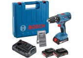 BOSCH GSB 18 V-21 Aku příklepový šroubovák, 3×GBA 2.0Ah, GAX 18V-30, kufr, 06019H1100