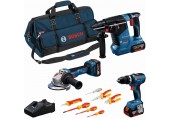 BOSCH Sada nářadí PROFESSIONAL GSB + GWS + GBH + 3x 5,0Ah + šroubováky a kleště 0615A5007H