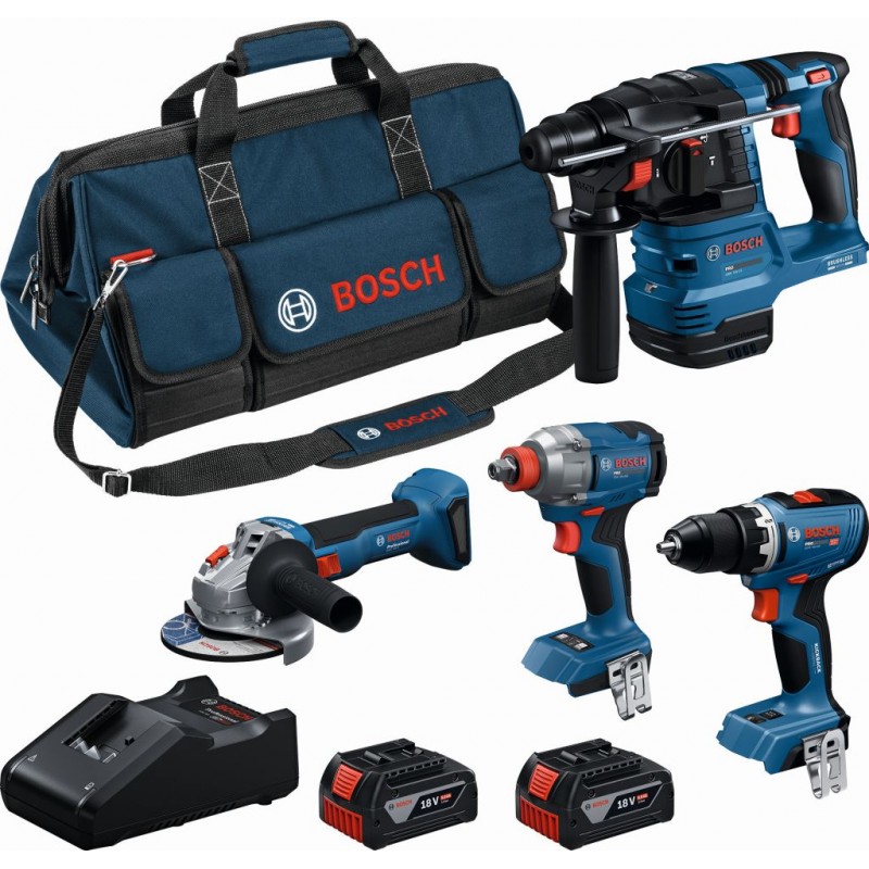 BOSCH PROFESSIONAL Sada nářadí GSR+GDX+GBH+GWS+2× 5,0 Ah+GAL18V-40 0615A500BK BOSCH PROFESSIONAL Sada nářadí GSR+GDX+GBH+GWS+2× 5,0 Ah+GAL18V-40 0615A500BK