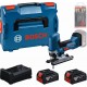 BOSCH Sada nářadí PROFESSIONAL GST 18V-125 S + 2×5.0Ah + 15dílná sada plátků 0615A500E5