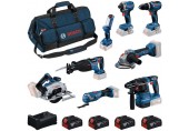 BOSCH PROFESSIONAL Sada nářadí 18V GSB+GDR+GBH+GWS+GKS+GSA+GOP+GLI+4× 5,0 Ah 0615V00061