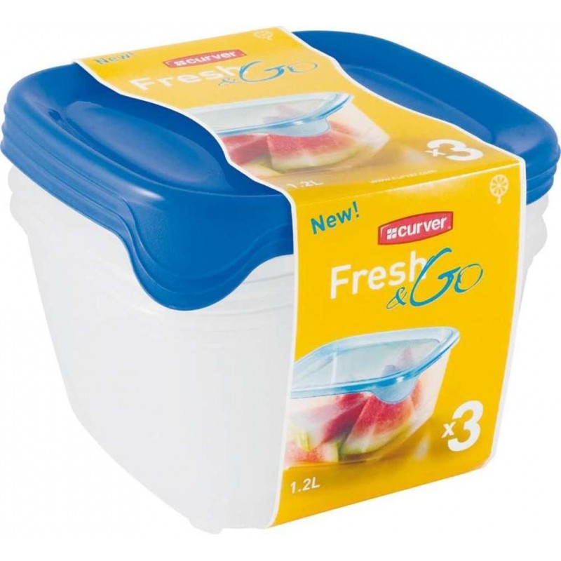 CURVER SET FRESH & GO 3x1,2L dózy transparentní/modrá 08560-139 CURVER SET FRESH & GO 3x1,2L dózy transparentní/modrá 08560-139