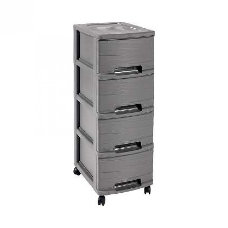 CURVER RIBBON skříňka 4 x 10L boxy, 26,4 x 67,5 x 35,1 cm, šedá, 00748-T37