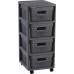 CURVER INFINITY 4x 11L Regál se šuplíky 36 x 29,5 x 65,5 cm, puntíky, tmavě šedé 04356-G43