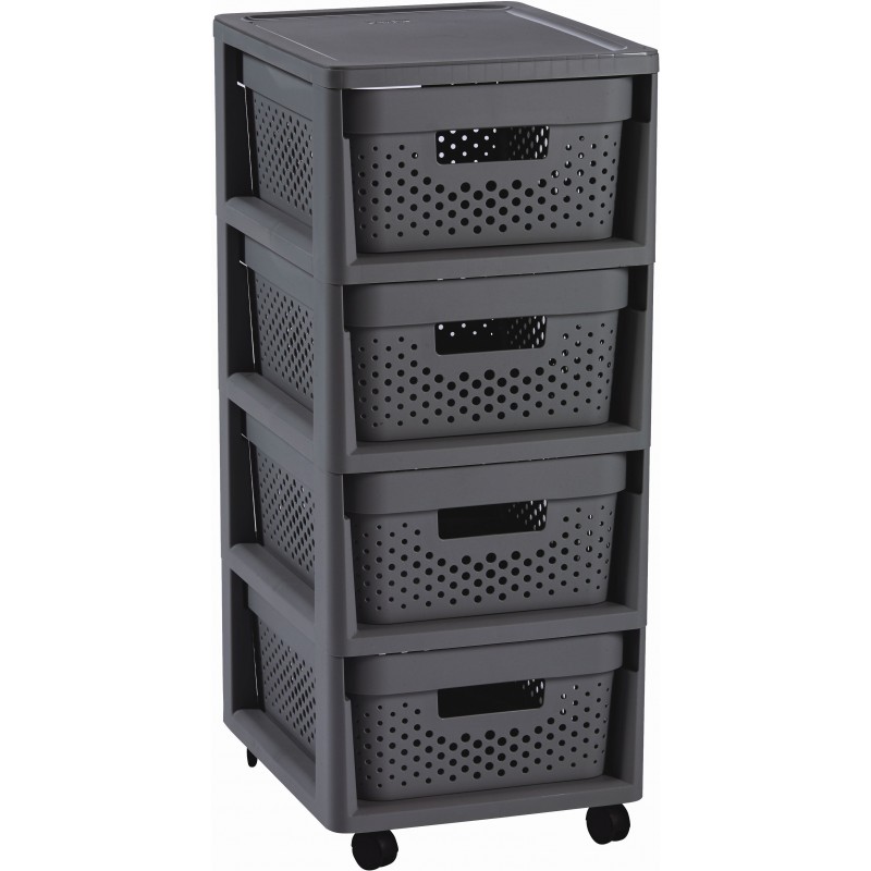 CURVER INFINITY 4x 11L Regál se šuplíky 36 x 29,5 x 65,5 cm, puntíky, tmavě šedé 04356-G43 CURVER INFINITY 4x 11L Regál se šuplíky 36 x 29,5 x 65,5 cm, puntíky, tmavě šedé 04356-G43