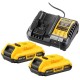 DeWALT XR 18 V sada 2× 2,0 Ah baterie + rychlonabíječka DCB1104D2-QW