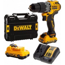 DeWALT DCD706D2 Aku bezuhlíková příklepová vrtačka XR (57Nm/12V/2x2,0Ah) kufr Tstak