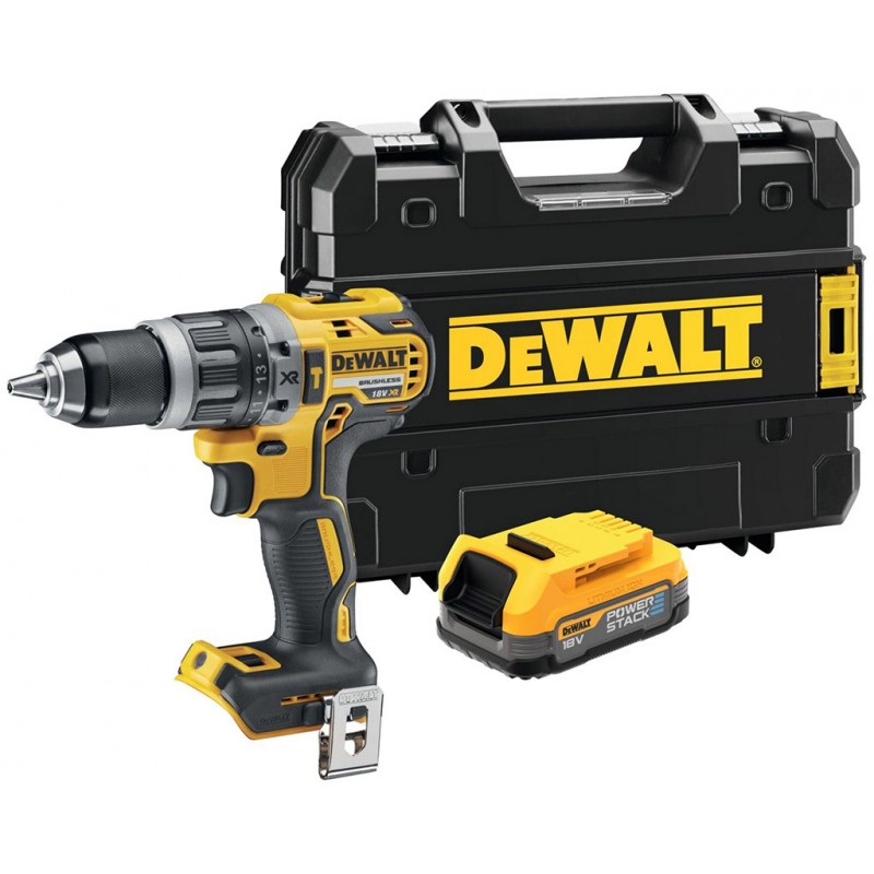 DeWALT DCD796E1T Aku příklepová vrtačka XR 18V (70Nm, 1x1,7Ah PowerStack) bez nabíječky, Tstak kufr