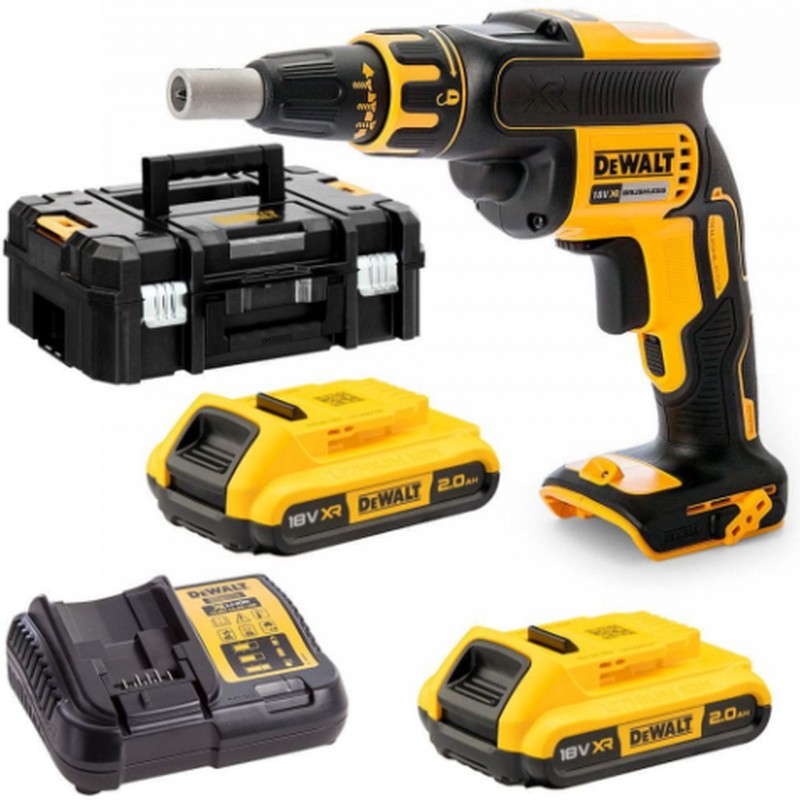 DeWALT DCF620D2 Bezuhlíkový šroubovák na sádrokarton XR (30Nm/18V/2x2,0Ah) kufr Tstak