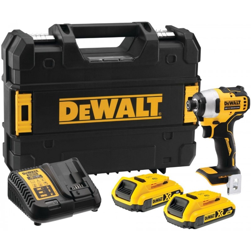 DeWALT DCF809D2T Aku rázový utahovák 1/4" /190Nm XR (18V/2x2,0Ah) kufr Tstak