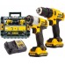 DeWALT DCK211D2T Combo sada vrtačka/šroubovák + rázový utahovák (12V/2x2,0 Ah) Tstak