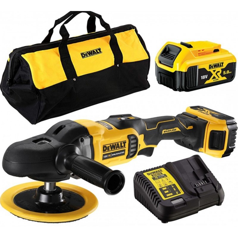 DeWALT DCM849P2 Aku rotační leštička 125-180 mm XR (18V/2x5,0Ah) Taška