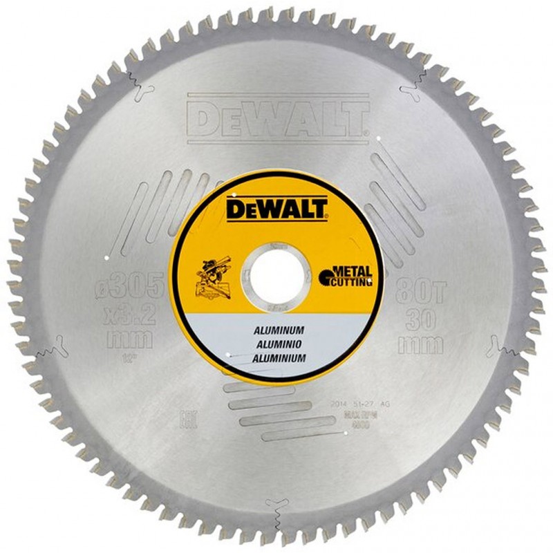 DeWALT DT1916 Pilový kotouč pro řezání hliníku a neželezných 305 x 30 mm, 80 zubů, TCG -5°