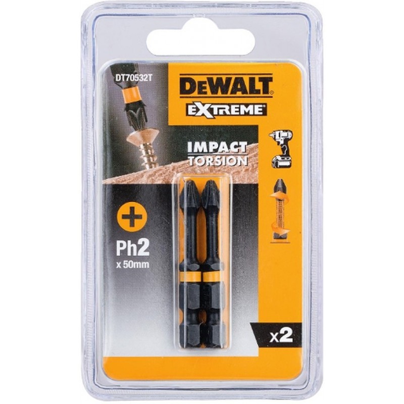 DeWALT DT70532T Torsion Sada bitů Ph2x50mm 2ks DeWALT DT70532T Torsion Sada bitů Ph2x50mm 2ks