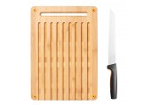 Fiskars Bambusové prkénko pro krájení chleba a nůž na krájení chleba 1057551